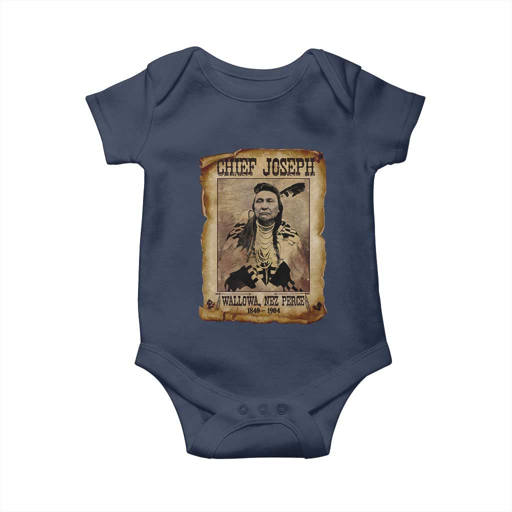 Chief Joseph Baby Onesie Wallowa Nez Perce Native American Leader History TS10 Navy Print Your Wear