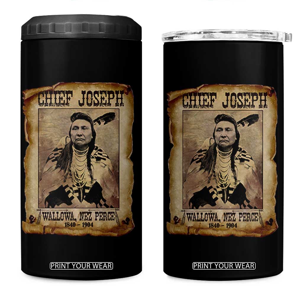 Chief Joseph 4 in 1 Can Cooler Tumbler Wallowa Nez Perce Native American Leader History TS10 One Size: 16 oz Black Print Your Wear