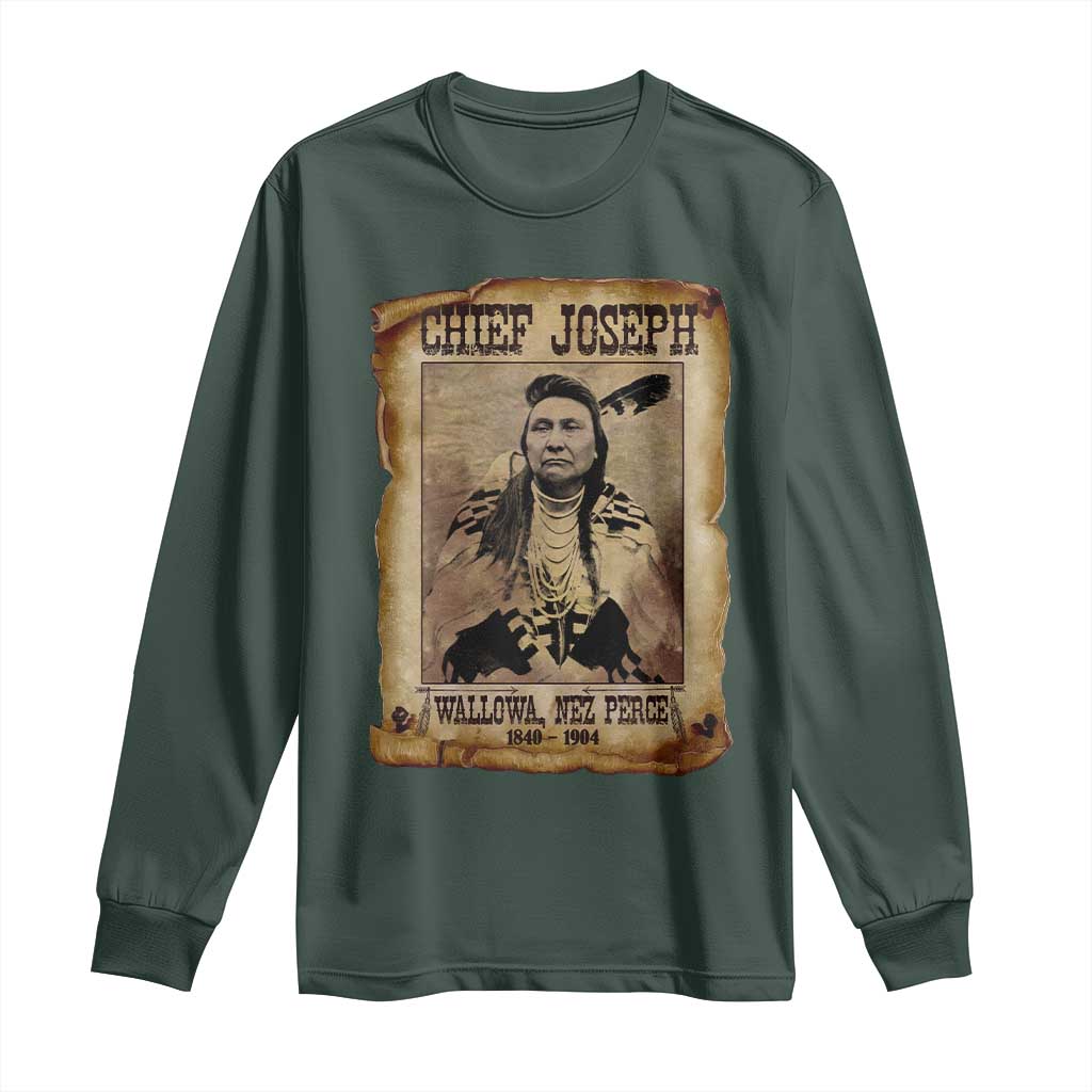 Chief Joseph Long Sleeve Shirt Wallowa Nez Perce Native American Leader History TS10 Dark Forest Green Print Your Wear