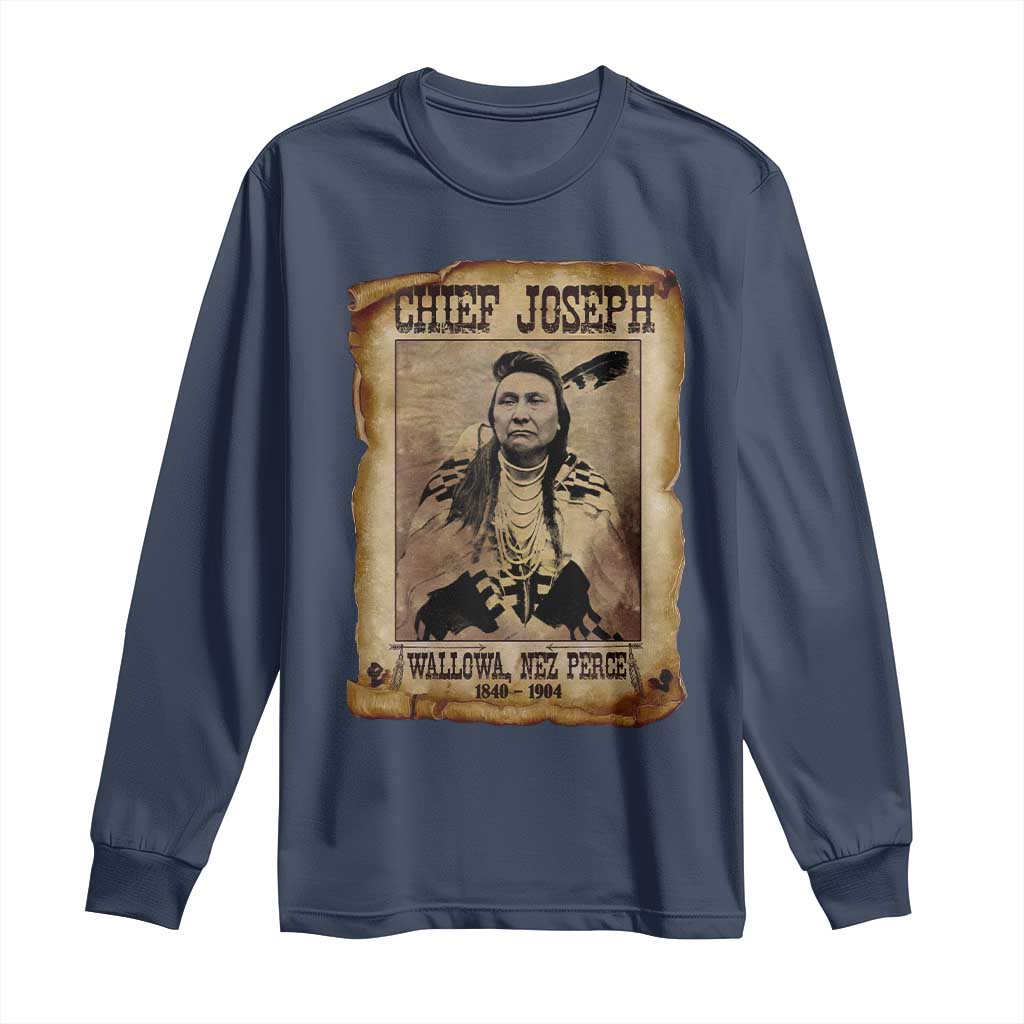 Chief Joseph Long Sleeve Shirt Wallowa Nez Perce Native American Leader History TS10 Navy Print Your Wear