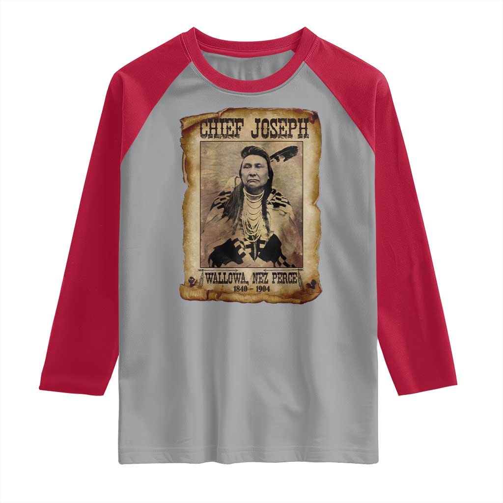 Chief Joseph Raglan Shirt Wallowa Nez Perce Native American Leader History TS10 Sport Gray Red Print Your Wear