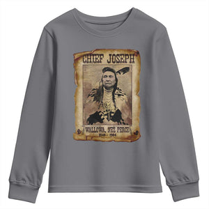 Chief Joseph Youth Sweatshirt Wallowa Nez Perce Native American Leader History TS10 Charcoal Print Your Wear