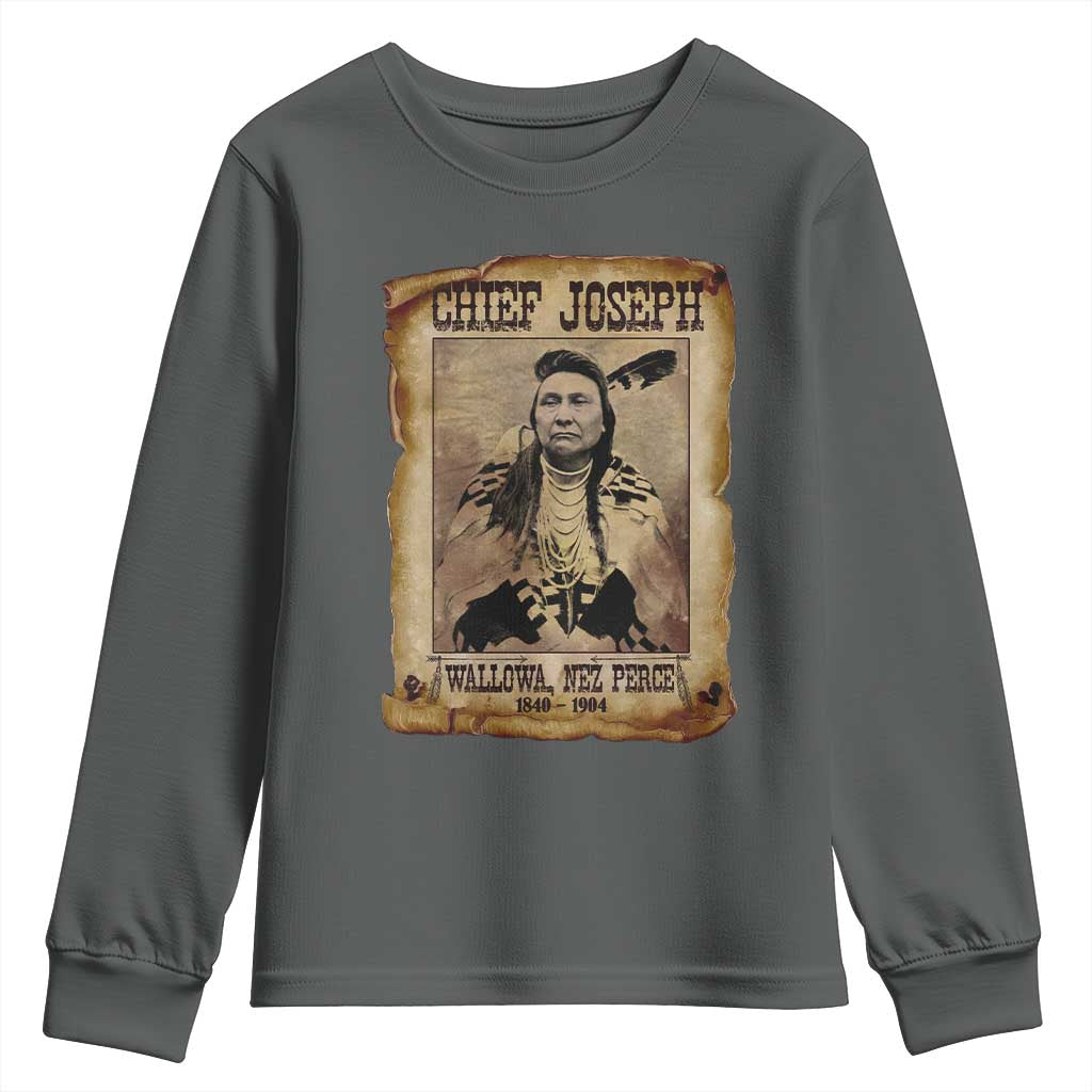 Chief Joseph Youth Sweatshirt Wallowa Nez Perce Native American Leader History TS10 Dark Heather Print Your Wear