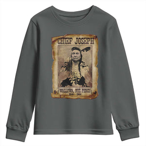 Chief Joseph Youth Sweatshirt Wallowa Nez Perce Native American Leader History TS10 Dark Heather Print Your Wear
