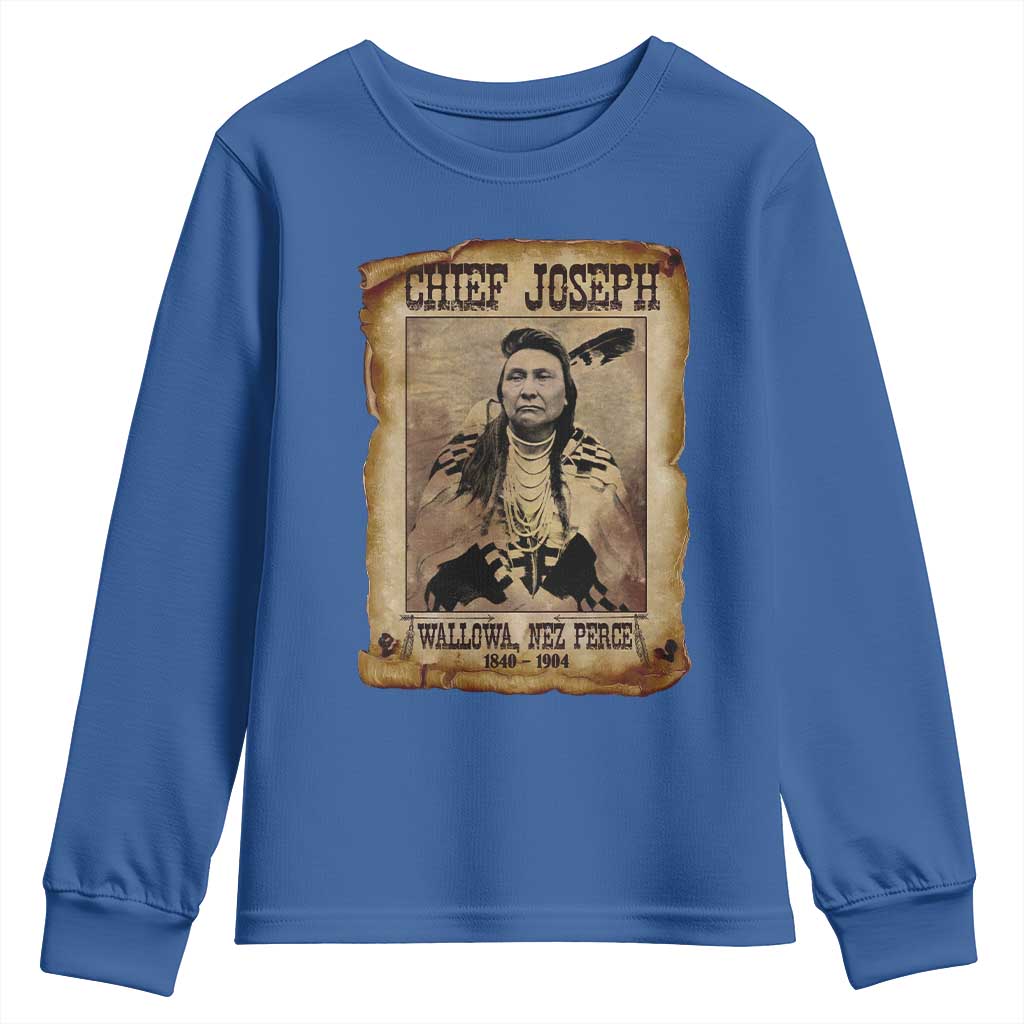 Chief Joseph Youth Sweatshirt Wallowa Nez Perce Native American Leader History TS10 Royal Blue Print Your Wear