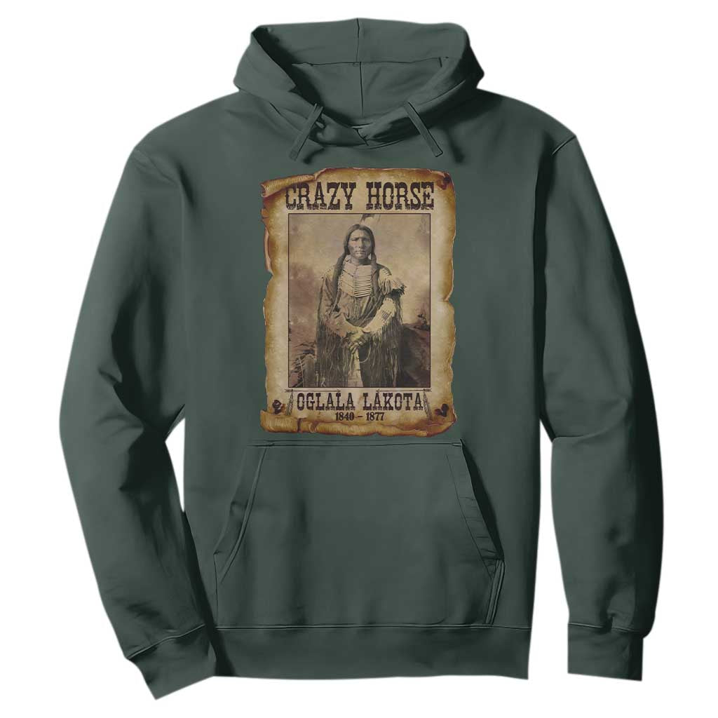 Crazy Horse Hoodie Legendary Oglala Sioux Lakota Leader Native American Indian TS10 Dark Forest Green Print Your Wear