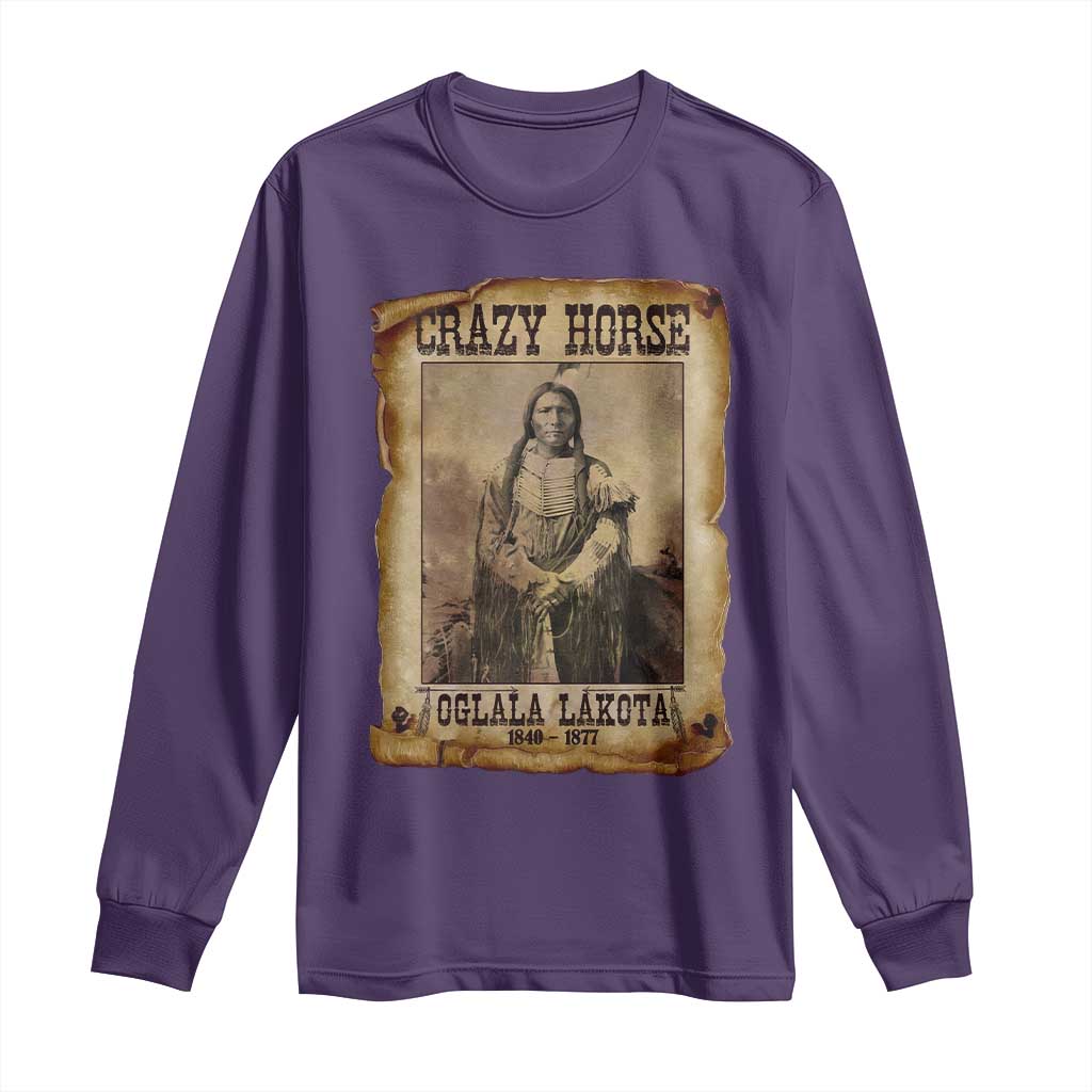 Crazy Horse Long Sleeve Shirt Legendary Oglala Sioux Lakota Leader Native American Indian TS10 Purple Print Your Wear