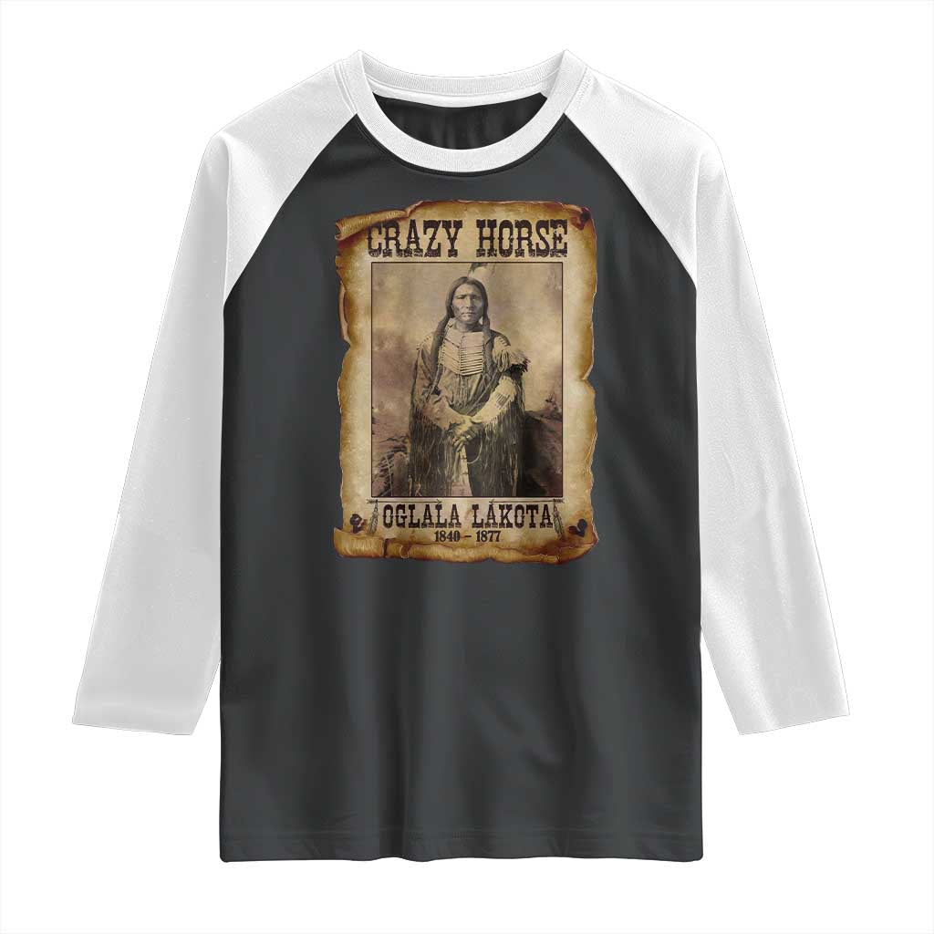 Crazy Horse Raglan Shirt Legendary Oglala Sioux Lakota Leader Native American Indian TS10 Black White Print Your Wear