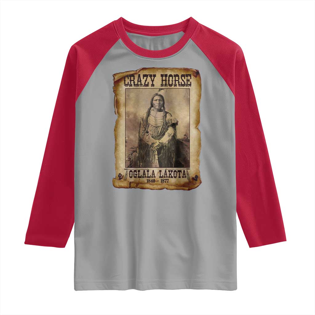 Crazy Horse Raglan Shirt Legendary Oglala Sioux Lakota Leader Native American Indian TS10 Sport Gray Red Print Your Wear