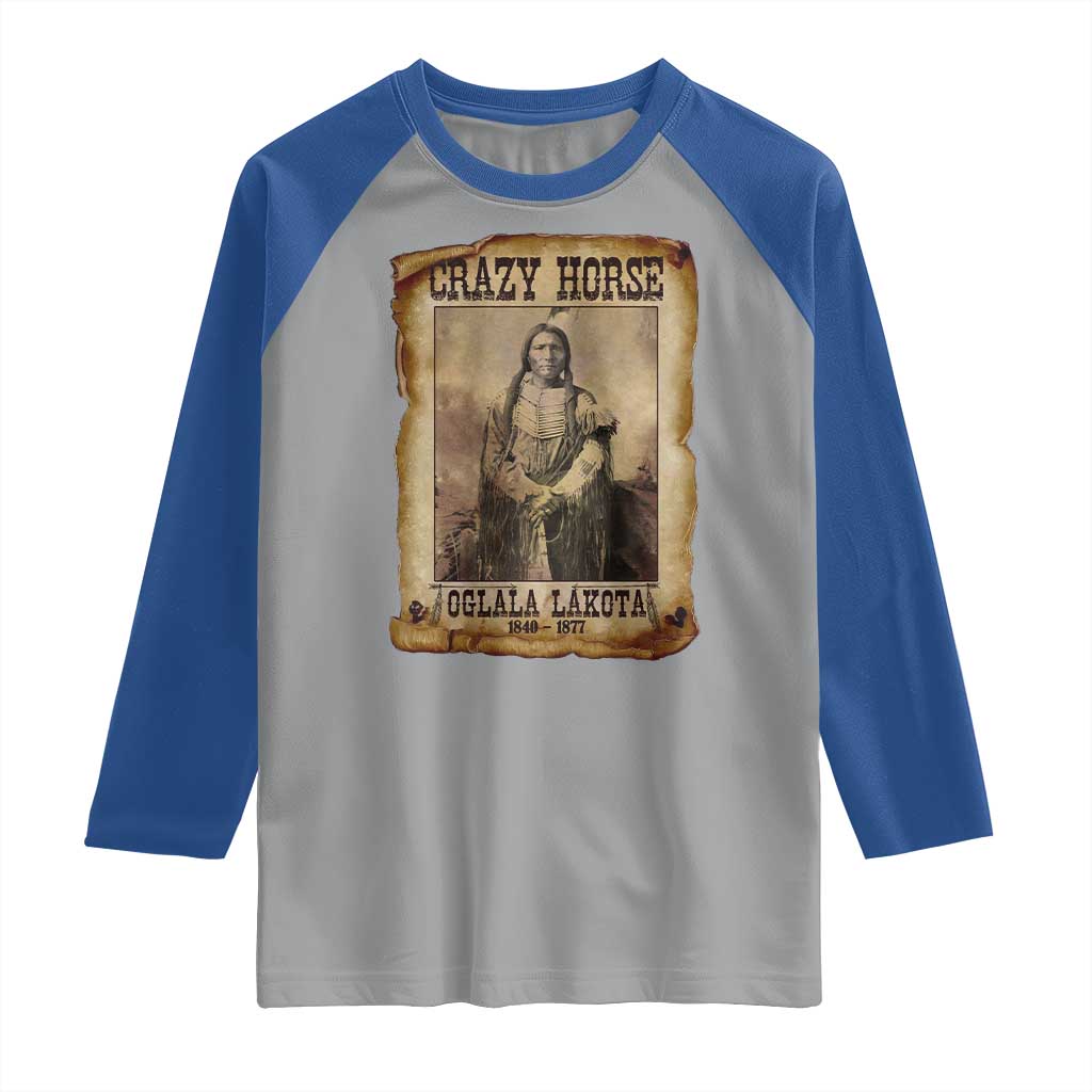 Crazy Horse Raglan Shirt Legendary Oglala Sioux Lakota Leader Native American Indian TS10 Sport Gray Royal Print Your Wear
