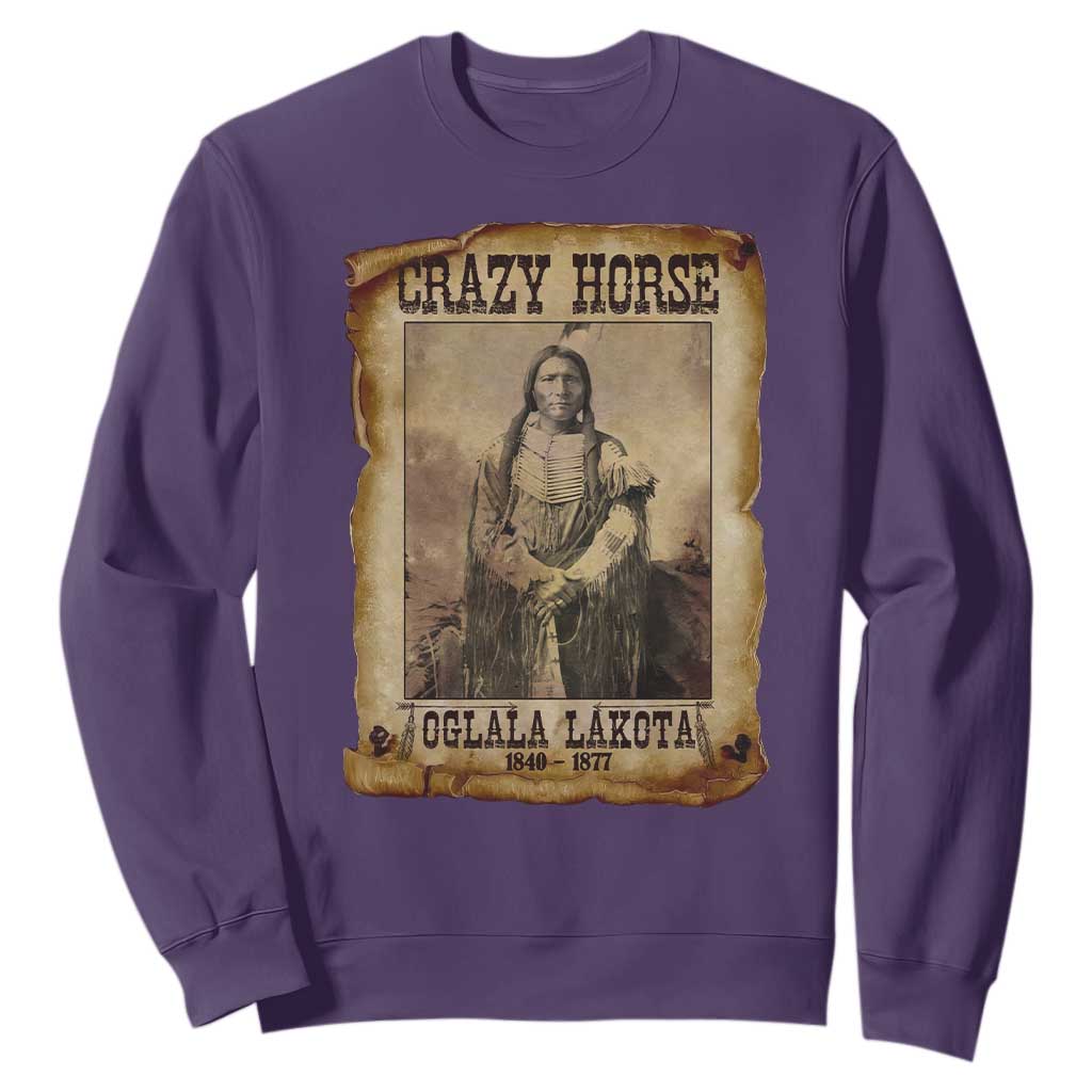 Crazy Horse Sweatshirt Legendary Oglala Sioux Lakota Leader Native American Indian TS10 Purple Print Your Wear