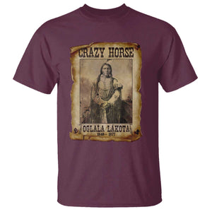 Crazy Horse T Shirt - Legendary Oglala Sioux Lakota Leader Native American Indian Tee TS10 Maroon Print Your Wear