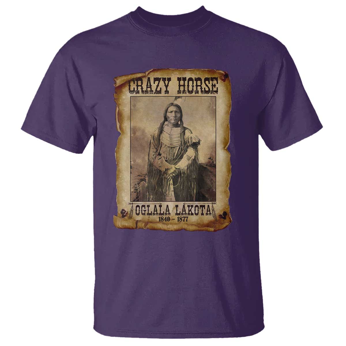 Crazy Horse T Shirt - Legendary Oglala Sioux Lakota Leader Native American Indian Tee TS10 Purple Print Your Wear