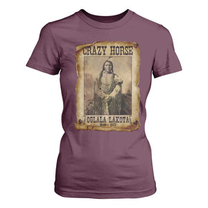 Crazy Horse T Shirt For Women Legendary Oglala Sioux Lakota Leader Native American Indian TS10 Maroon Print Your Wear