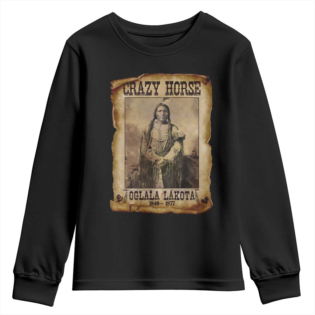 Crazy Horse Youth Sweatshirt Legendary Oglala Sioux Lakota Leader Native American Indian TS10 Black Print Your Wear