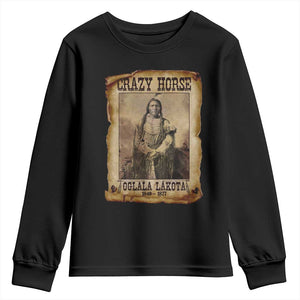 Crazy Horse Youth Sweatshirt Legendary Oglala Sioux Lakota Leader Native American Indian TS10 Black Print Your Wear