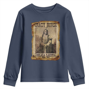 Crazy Horse Youth Sweatshirt Legendary Oglala Sioux Lakota Leader Native American Indian TS10 Navy Print Your Wear