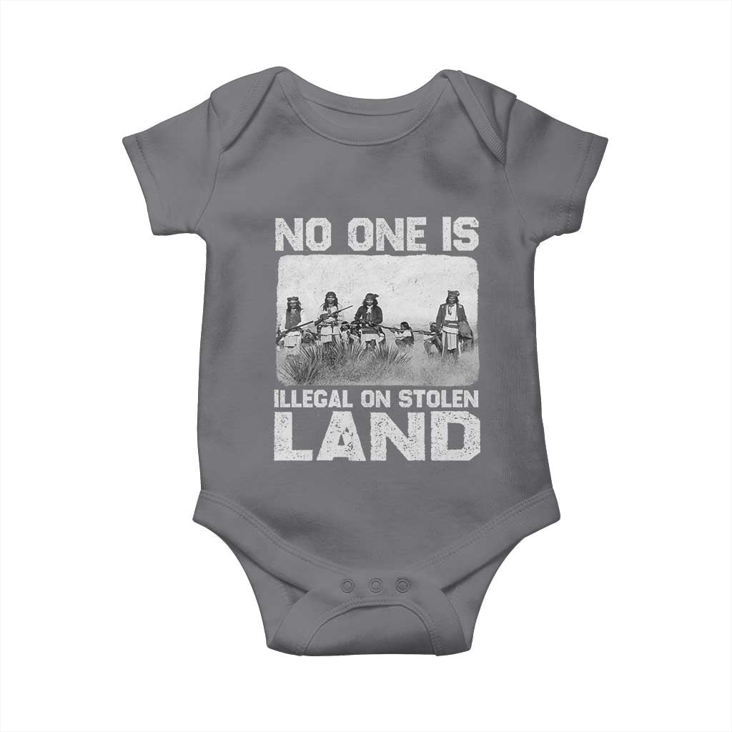 No One Is Illegal On Stolen Land Baby Onesie Native Tribe Indigenous People TS10 Charcoal Print Your Wear