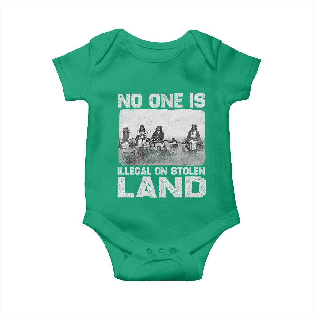 No One Is Illegal On Stolen Land Baby Onesie Native Tribe Indigenous People TS10 Irish Green Print Your Wear