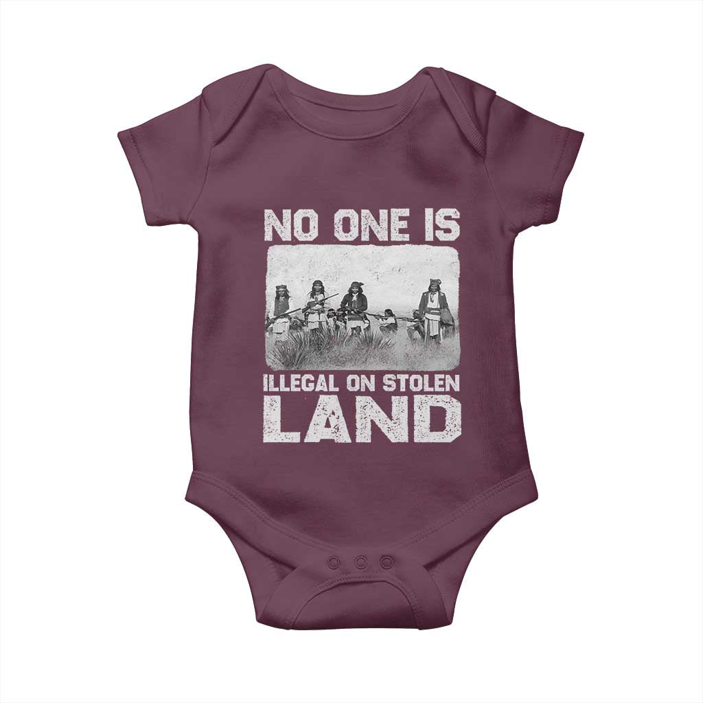 No One Is Illegal On Stolen Land Baby Onesie Native Tribe Indigenous People TS10 Maroon Print Your Wear