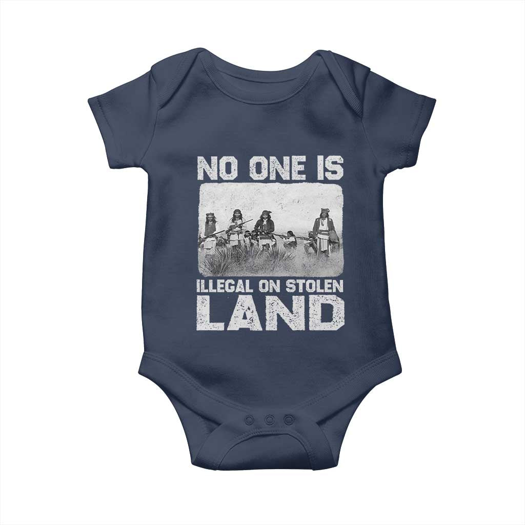No One Is Illegal On Stolen Land Baby Onesie Native Tribe Indigenous People TS10 Navy Print Your Wear