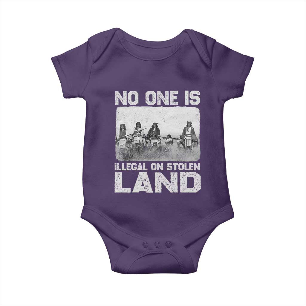 No One Is Illegal On Stolen Land Baby Onesie Native Tribe Indigenous People TS10 Purple Print Your Wear