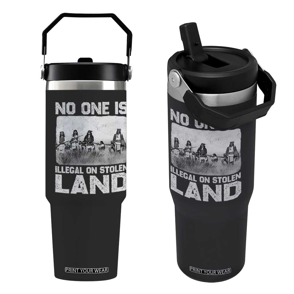No One Is Illegal On Stolen Land Flip Straw Tumbler Native Tribe Indigenous People TS10 One Size: 30 oz Black Print Your Wear
