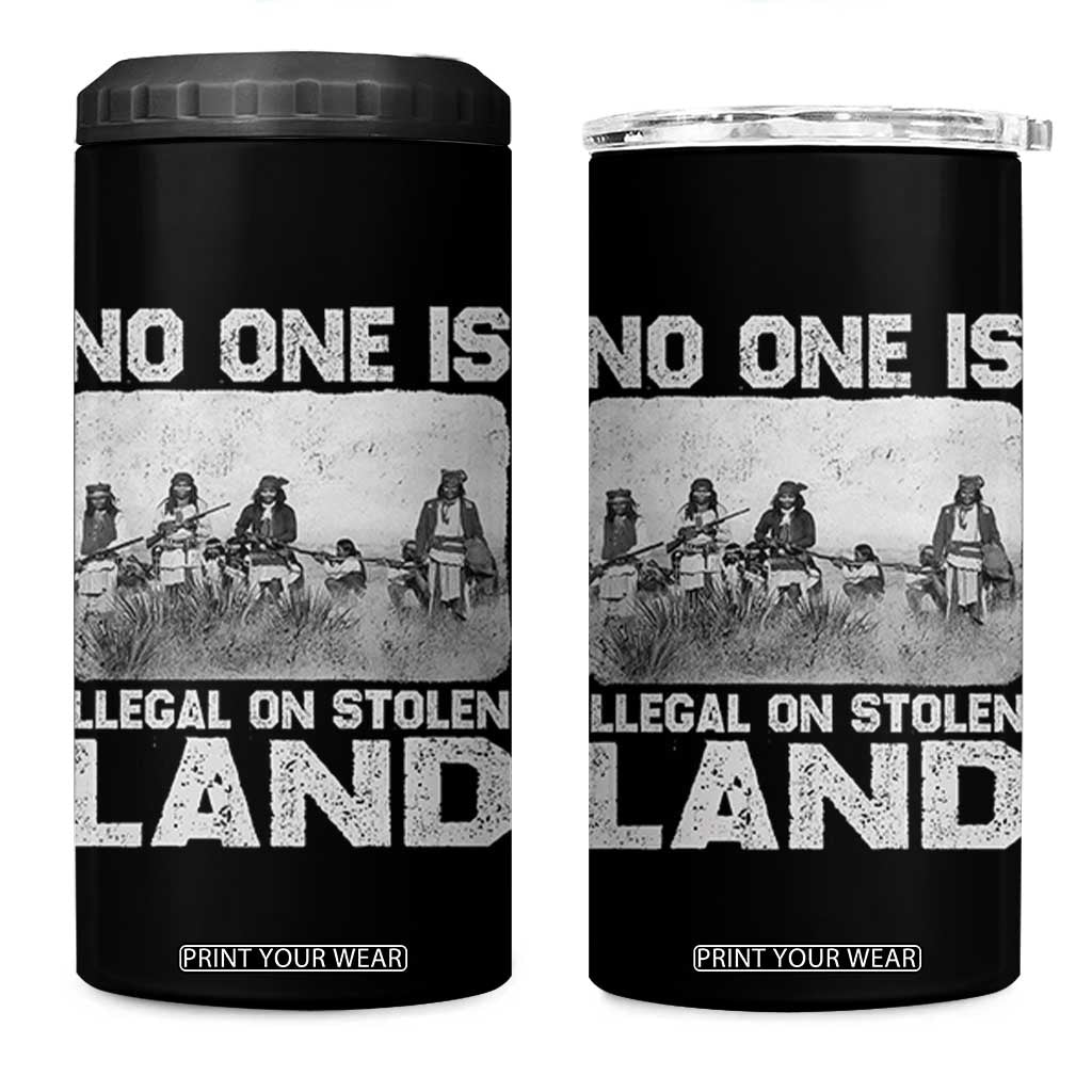 No One Is Illegal On Stolen Land 4 in 1 Can Cooler Tumbler Native Tribe Indigenous People TS10 One Size: 16 oz Black Print Your Wear