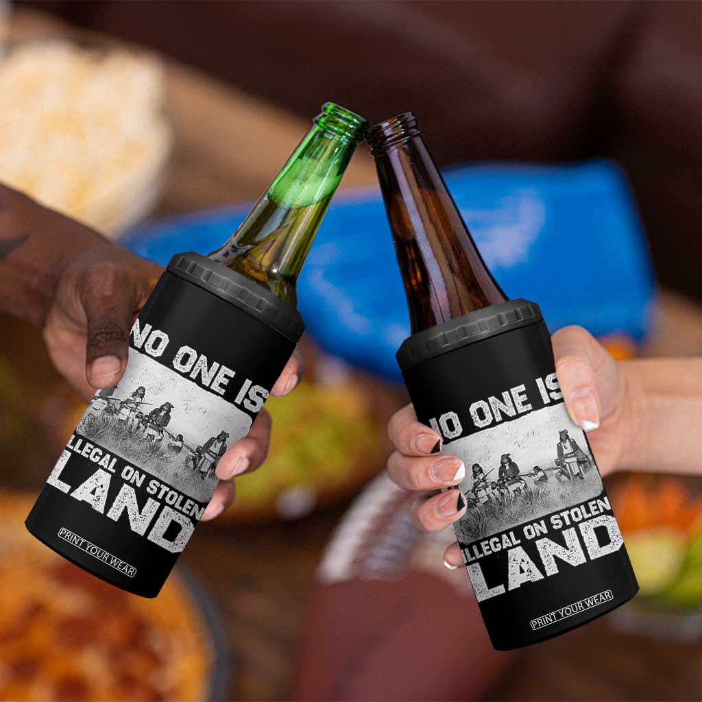 No One Is Illegal On Stolen Land 4 in 1 Can Cooler Tumbler Native Tribe Indigenous People TS10 Print Your Wear