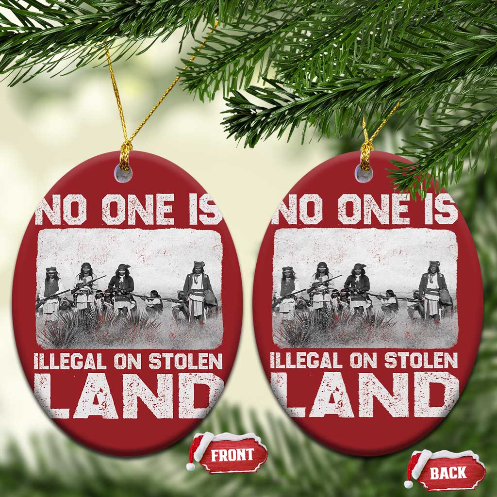 No One Is Illegal On Stolen Land Christmas Ornament Native Tribe Indigenous People TS10 Oval Red Print Your Wear