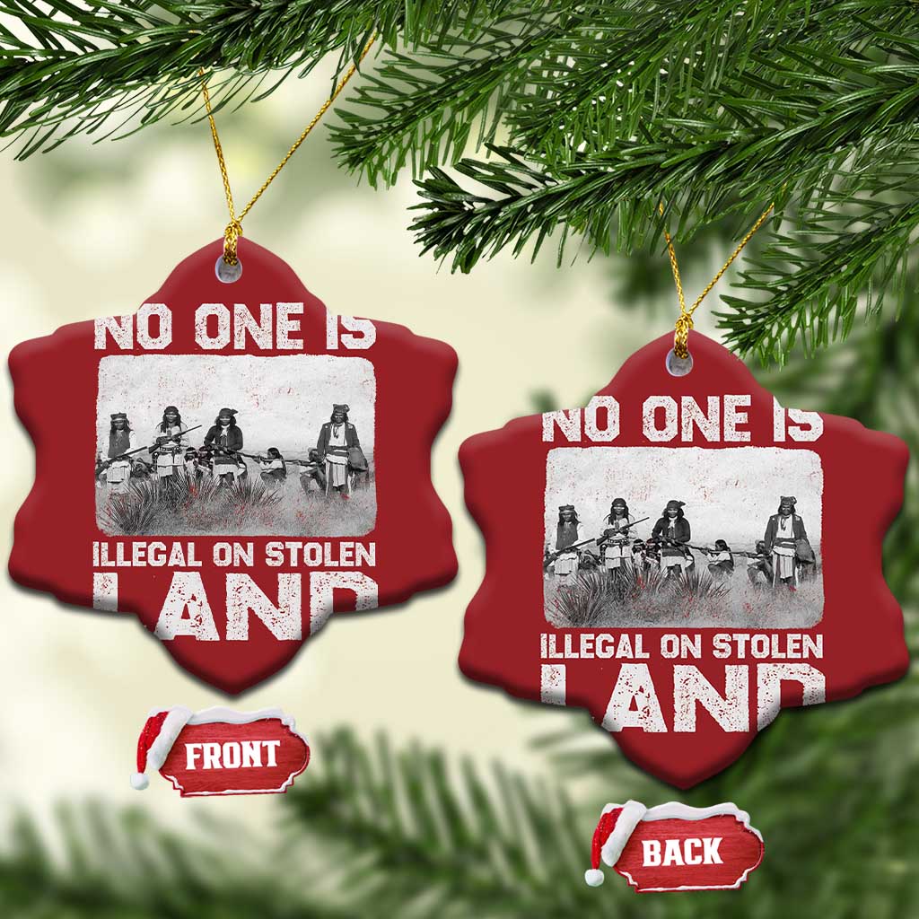 No One Is Illegal On Stolen Land Christmas Ornament Native Tribe Indigenous People TS10 Snow Flake Red Print Your Wear
