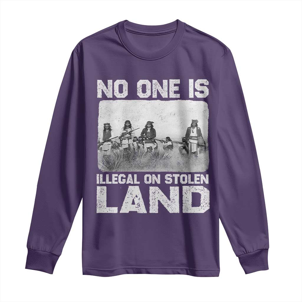 No One Is Illegal On Stolen Land Long Sleeve Shirt Native Tribe Indigenous People TS10 Purple Print Your Wear