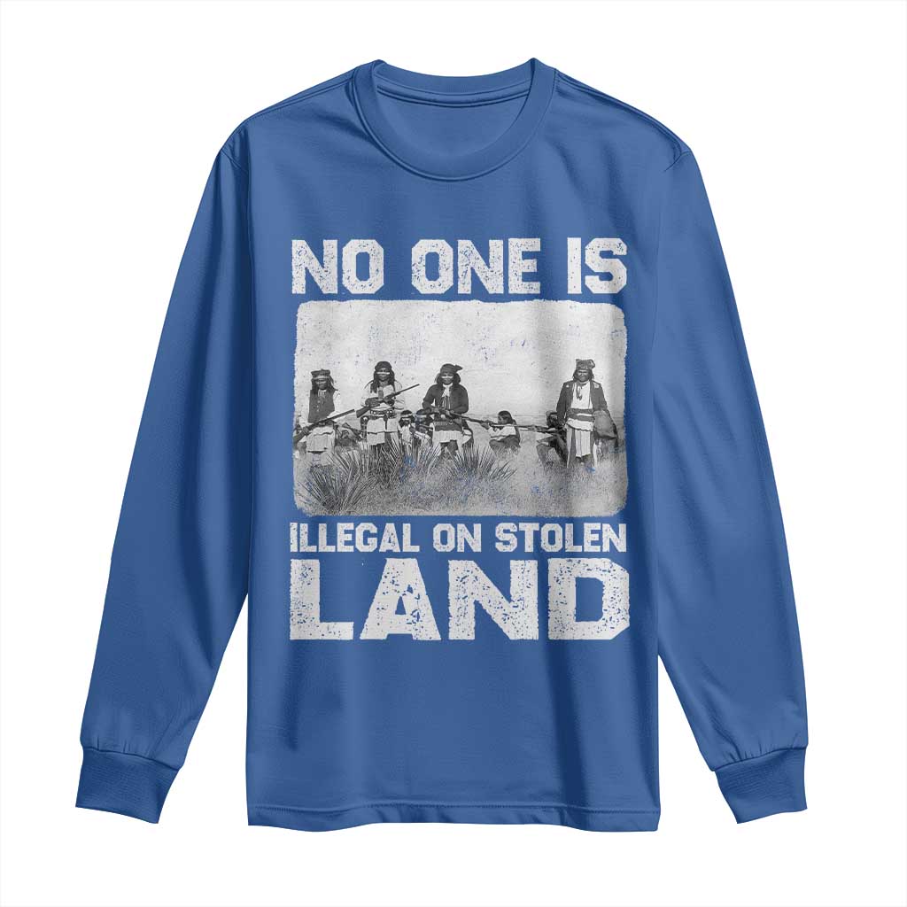 No One Is Illegal On Stolen Land Long Sleeve Shirt Native Tribe Indigenous People TS10 Royal Blue Print Your Wear
