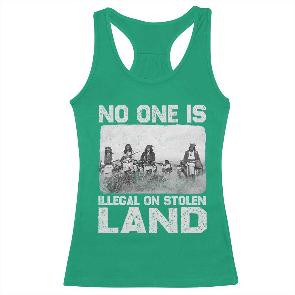 No One Is Illegal On Stolen Land Racerback Tank Top Native Tribe Indigenous People TS10 Irish Green Print Your Wear