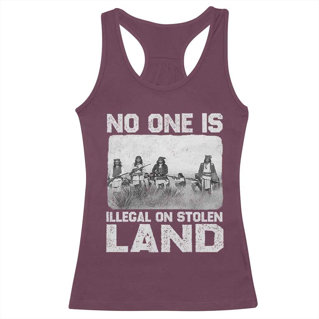 No One Is Illegal On Stolen Land Racerback Tank Top Native Tribe Indigenous People TS10 Maroon Print Your Wear