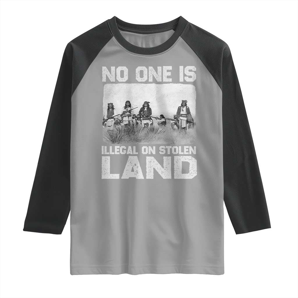 No One Is Illegal On Stolen Land Raglan Shirt Native Tribe Indigenous People TS10 Sport Gray Black Print Your Wear