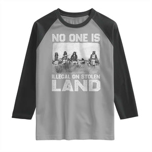 No One Is Illegal On Stolen Land Raglan Shirt Native Tribe Indigenous People TS10 Sport Gray Black Print Your Wear