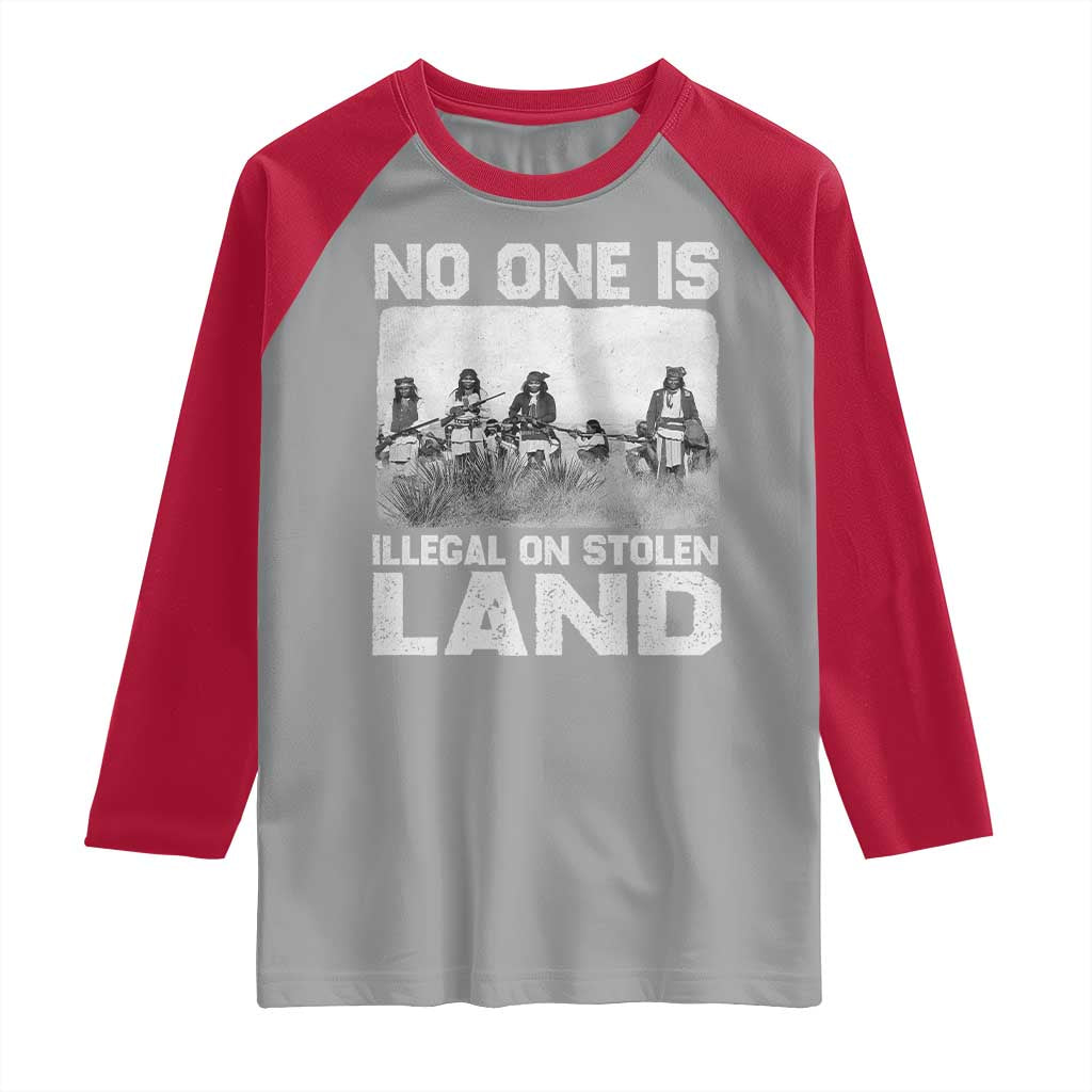 No One Is Illegal On Stolen Land Raglan Shirt Native Tribe Indigenous People TS10 Sport Gray Red Print Your Wear