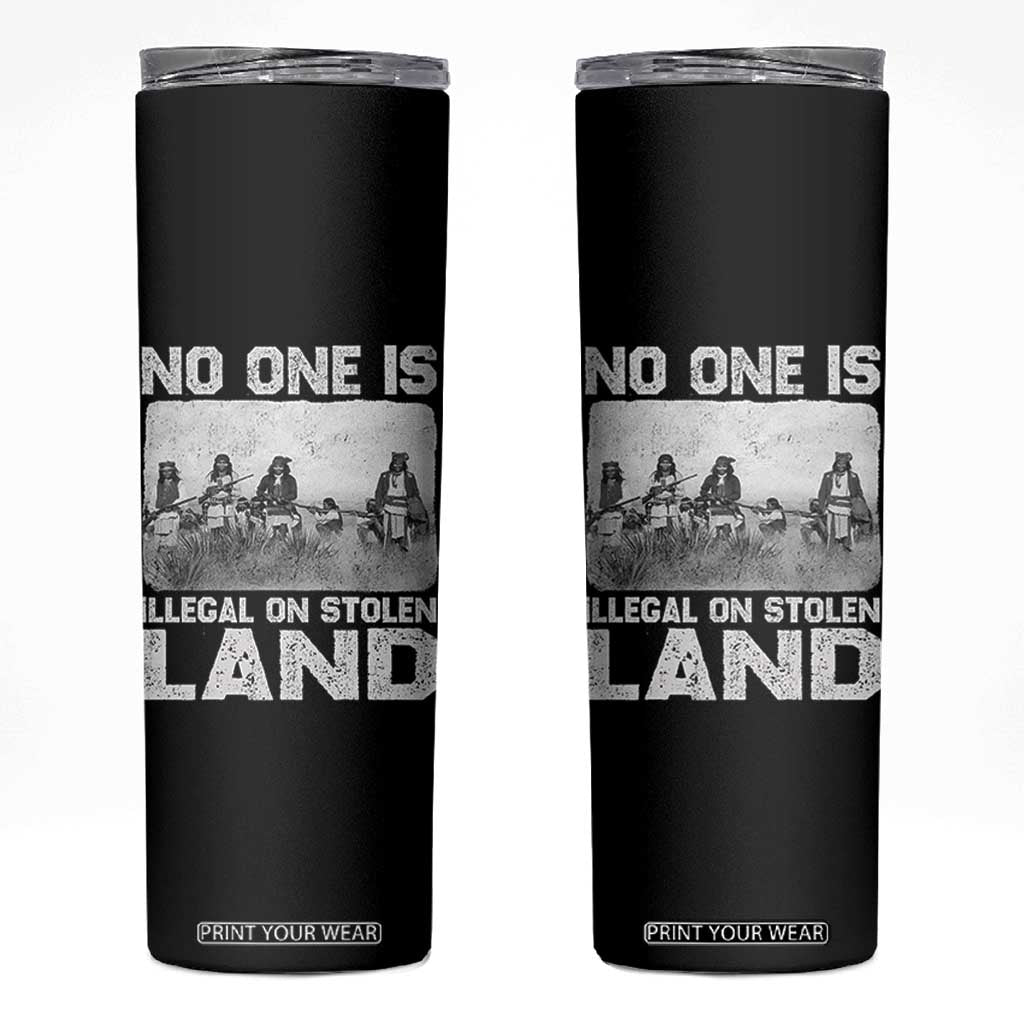 No One Is Illegal On Stolen Land Skinny Tumbler Native Tribe Indigenous People TS10 Black Print Your Wear