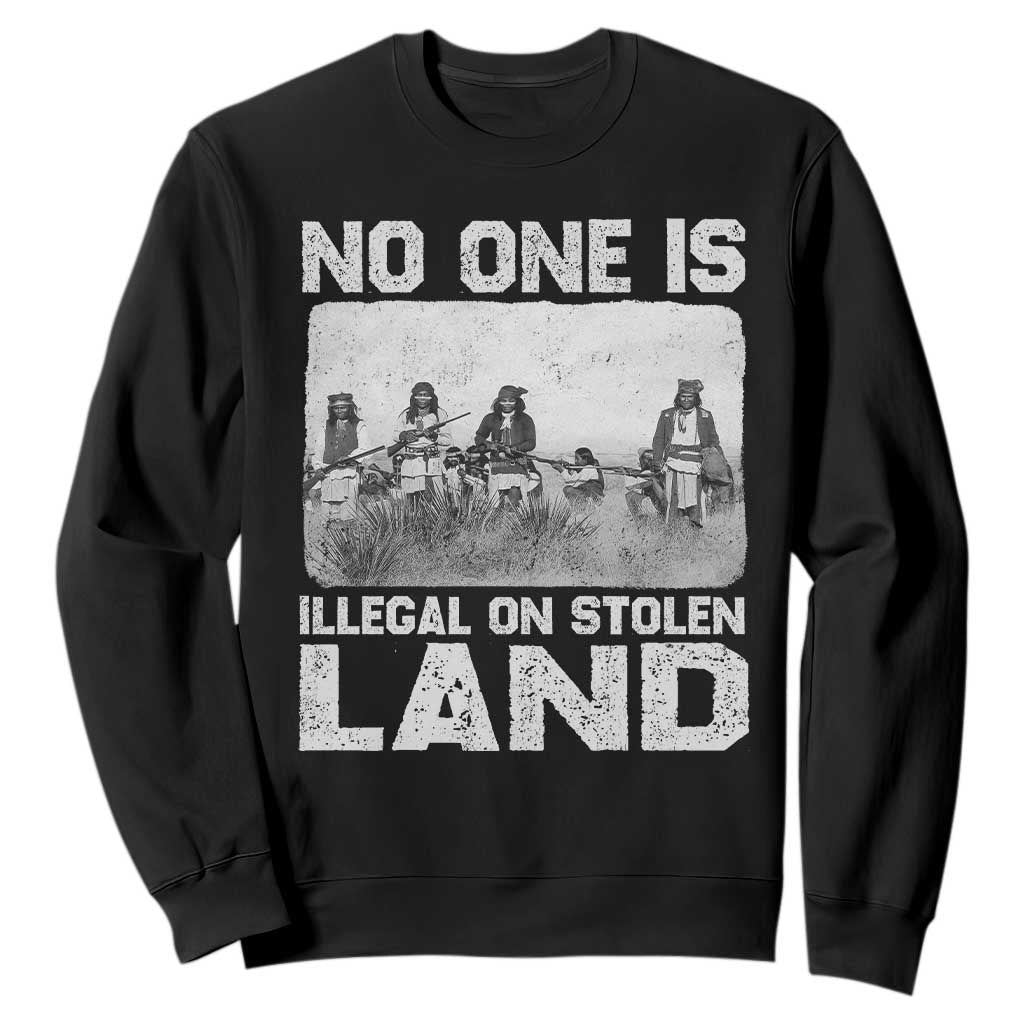 No One Is Illegal On Stolen Land Sweatshirt Native Tribe Indigenous People TS10 Black Print Your Wear