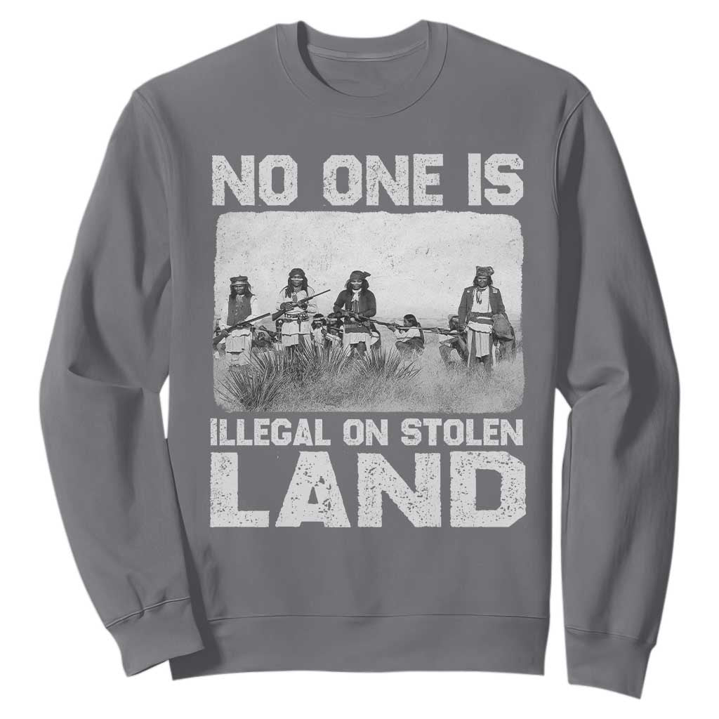 No One Is Illegal On Stolen Land Sweatshirt Native Tribe Indigenous People TS10 Charcoal Print Your Wear