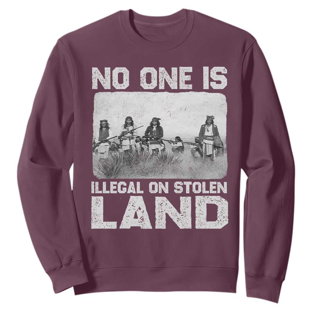 No One Is Illegal On Stolen Land Sweatshirt Native Tribe Indigenous People TS10 Maroon Print Your Wear
