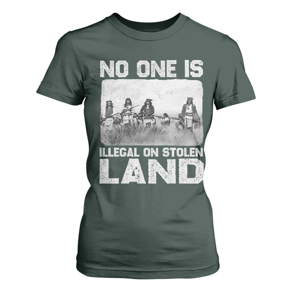 No One Is Illegal On Stolen Land T Shirt For Women Native Tribe Indigenous People TS10 Dark Forest Green Print Your Wear