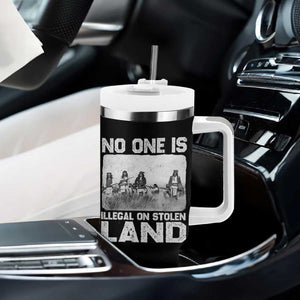 No One Is Illegal On Stolen Land Tumbler With Handle Native Tribe Indigenous People TS10 Print Your Wear