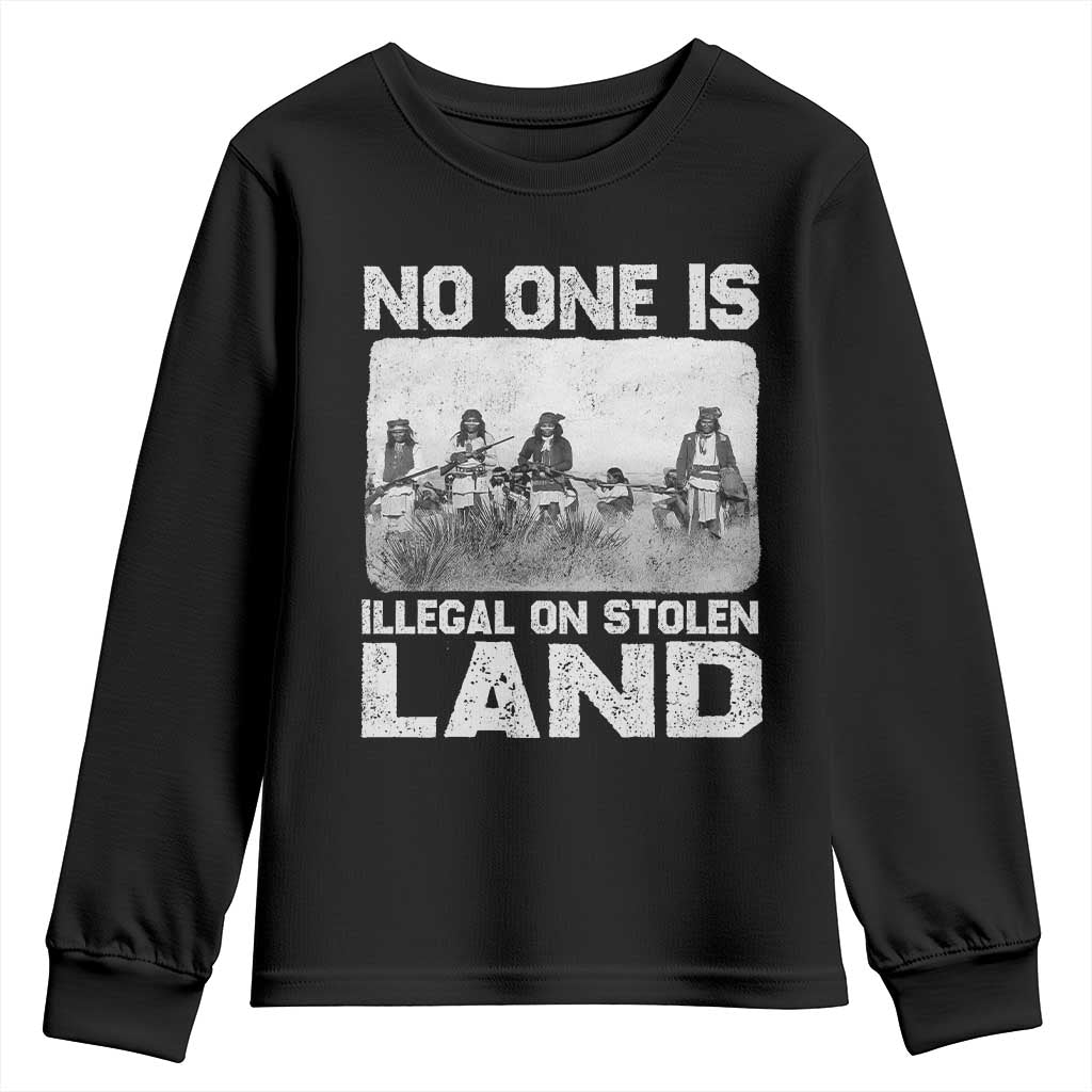 No One Is Illegal On Stolen Land Youth Sweatshirt Native Tribe Indigenous People TS10 Black Print Your Wear