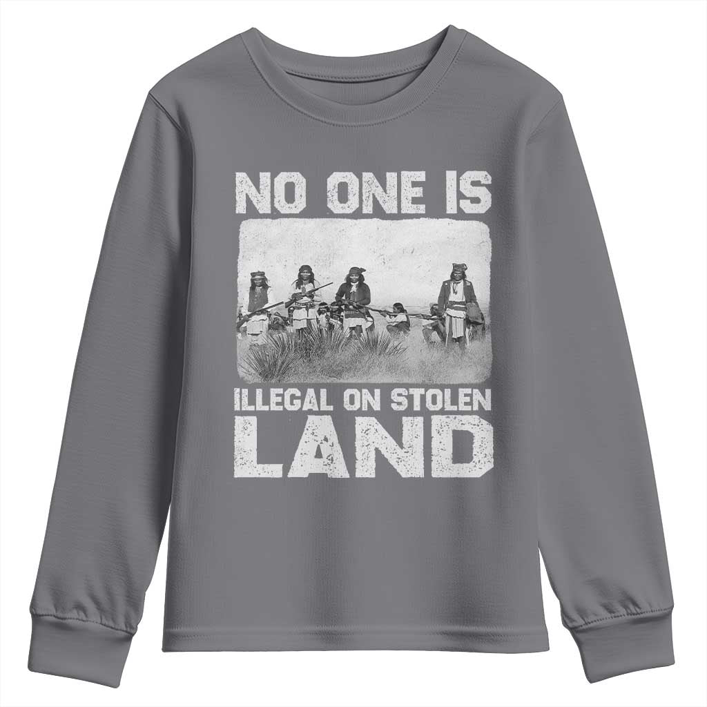 No One Is Illegal On Stolen Land Youth Sweatshirt Native Tribe Indigenous People TS10 Charcoal Print Your Wear