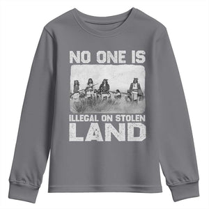 No One Is Illegal On Stolen Land Youth Sweatshirt Native Tribe Indigenous People TS10 Charcoal Print Your Wear