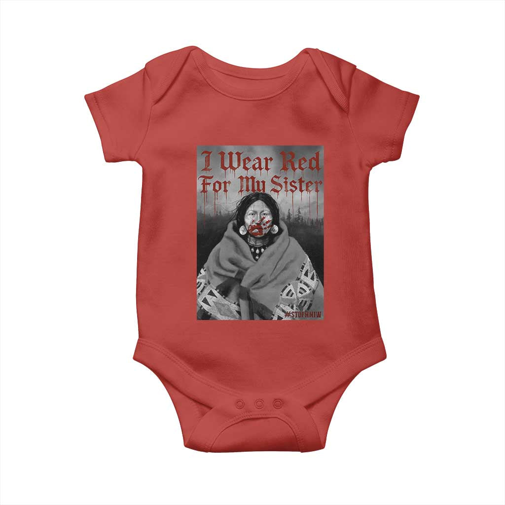 Stop MMIW Baby Onesie I Wear Red For My Sister Native American TS10 Red Print Your Wear