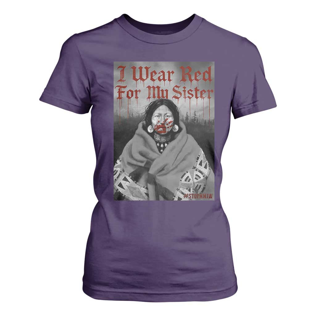 Stop MMIW T Shirt For Women I Wear Red For My Sister Native American TS10 Purple Print Your Wear