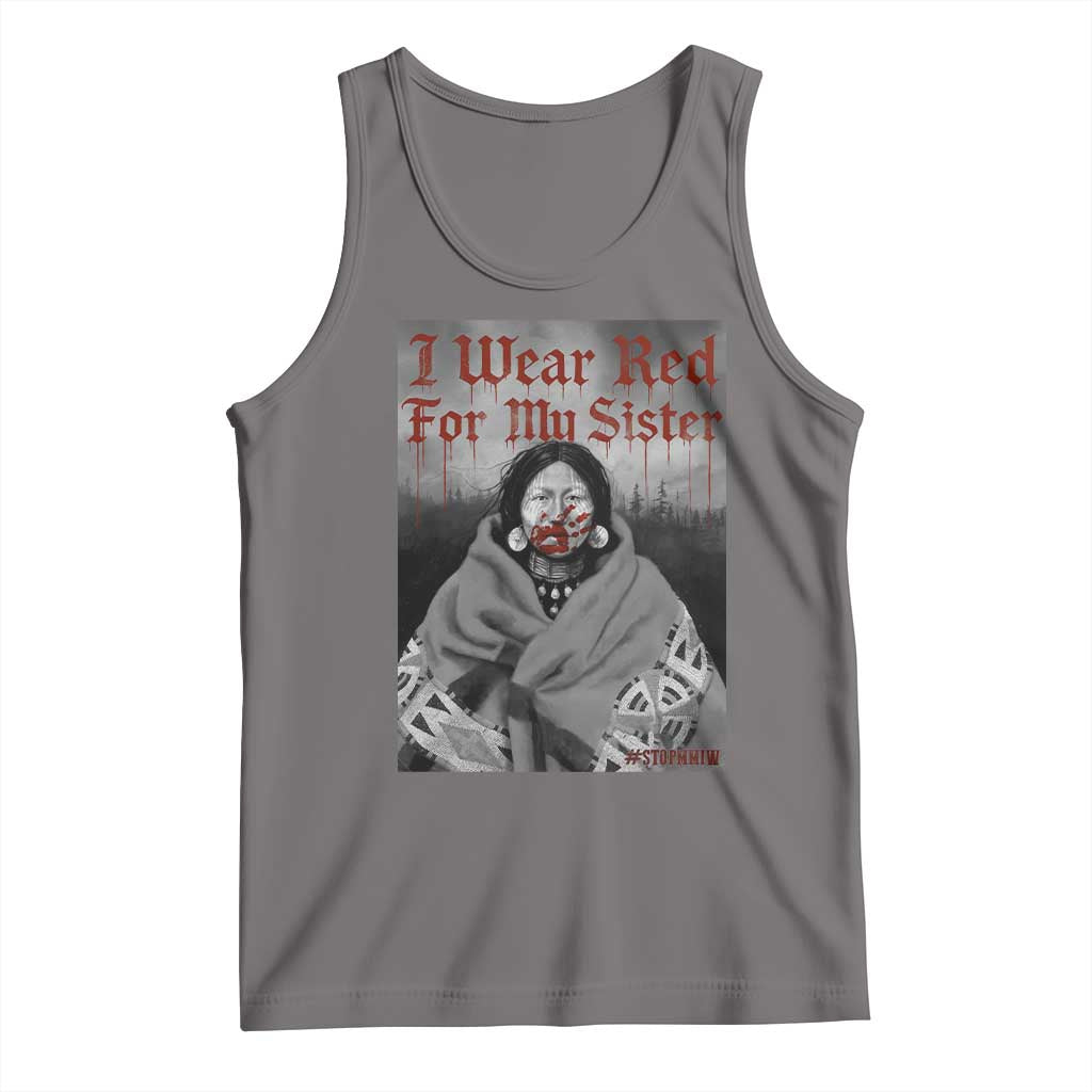 Stop MMIW Tank Top I Wear Red For My Sister Native American TS10 Deep Heather Print Your Wear